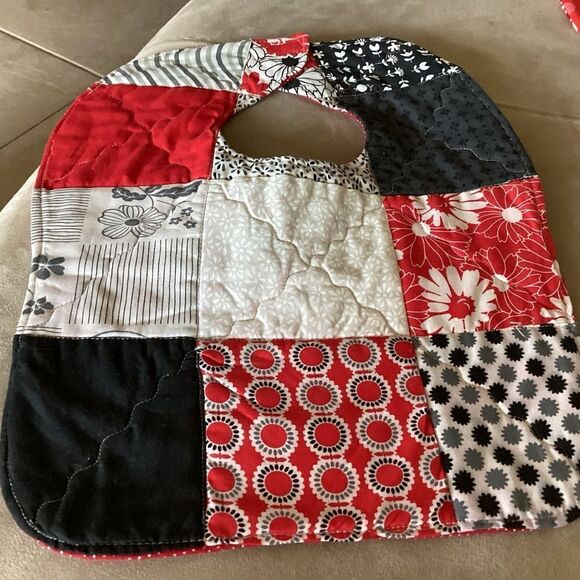 Hand Crafted Quilted Reversible Baby Bib - Picture 1 of 5